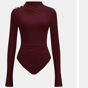 Elegant Maroon Long Sleeve Bodysuit